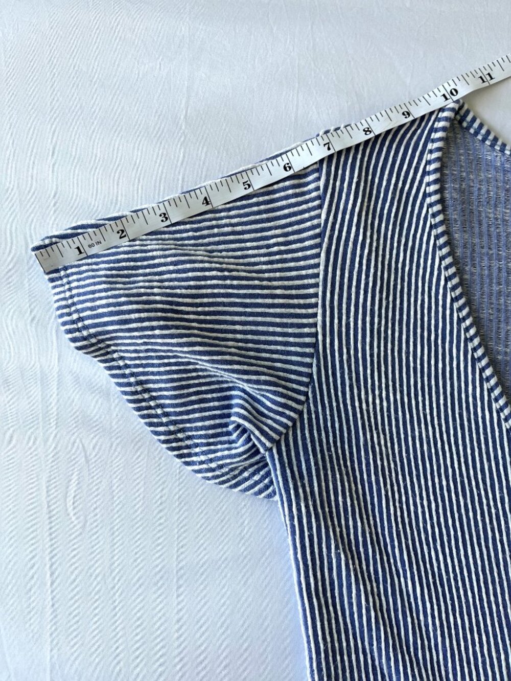 Caution to the Wind Striped Peplum Top - V-Neck Side Tie Blouse - Size S - Picture 8 of 9